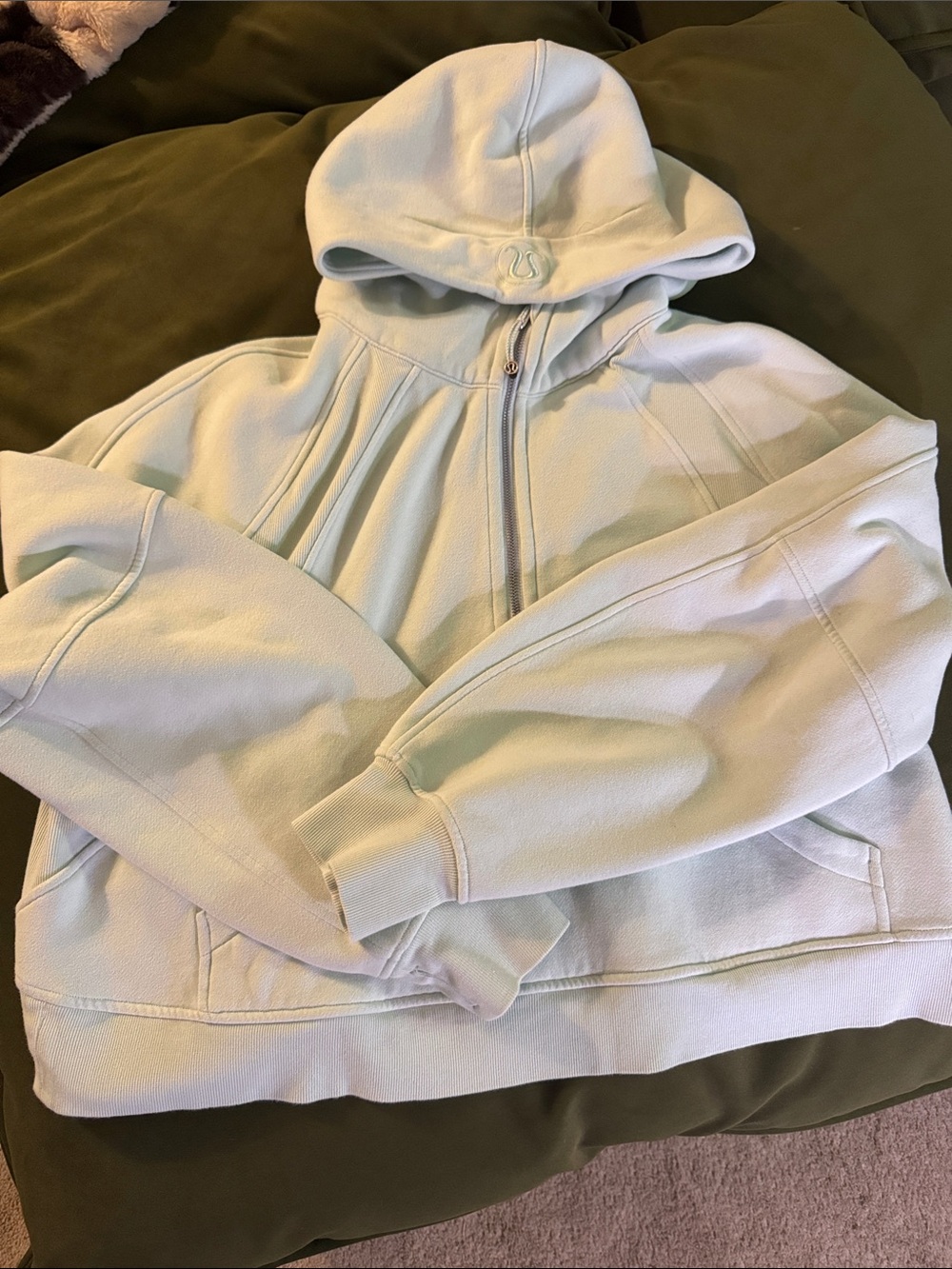 Like new Lululemon oversized cropped half zip in mint green/blue